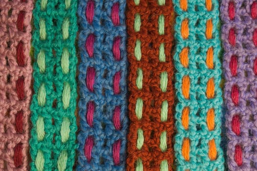 Handmade knitting wool texture background closeup needlework. healthy food concept