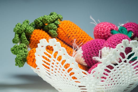 Handmade knitting wool texture background closeup needlework. healthy food concept