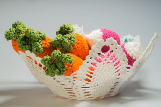 Handmade knitting wool texture background closeup needlework. healthy food concept