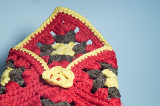 Handmade knitting wool texture background closeup needlework. healthy food concept