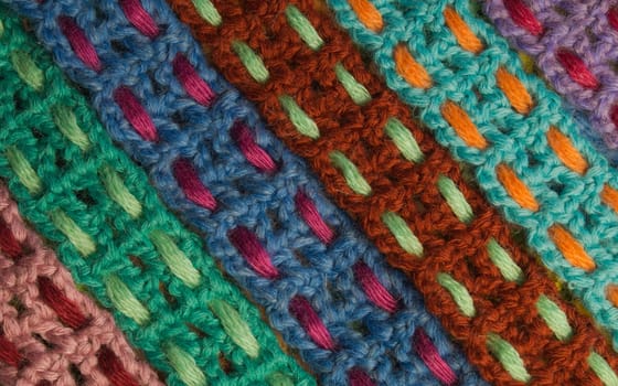 Handmade knitting wool texture background closeup needlework. healthy food concept