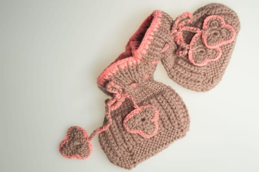 Handmade knitting wool texture background closeup needlework. healthy food concept