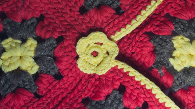 Handmade knitting wool texture background closeup needlework. healthy food concept