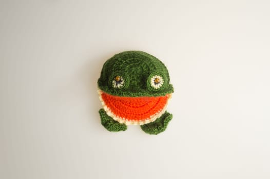 Handmade knitting wool texture background closeup needlework. healthy food concept