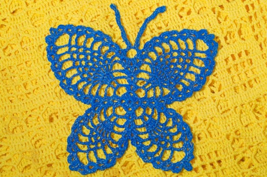 Handmade knitting wool texture background closeup needlework