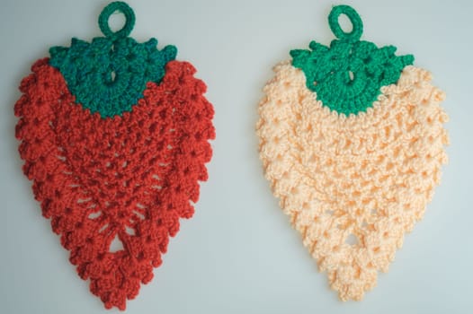 Handmade knitting wool texture background closeup needlework