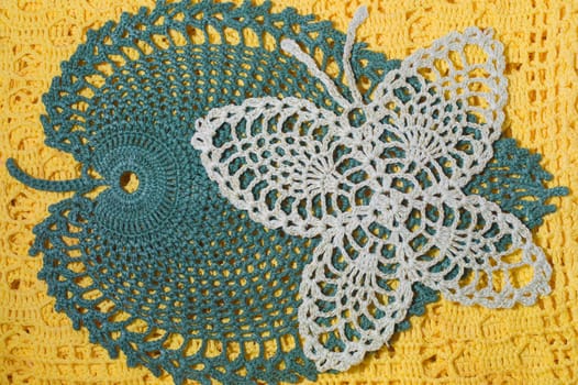 Handmade knitting wool texture background closeup needlework