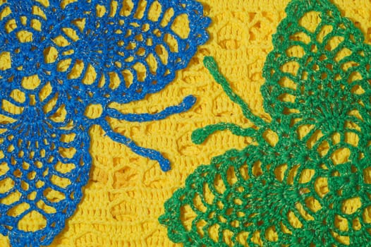 Handmade knitting wool texture background closeup needlework