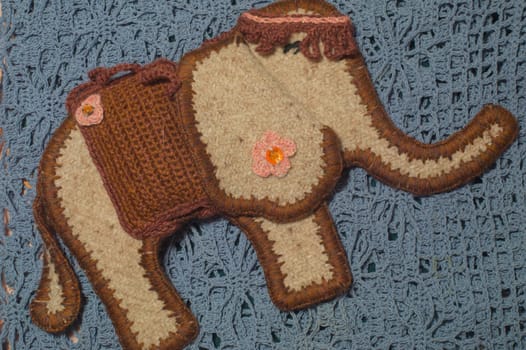 Handmade knitting wool texture background closeup needlework