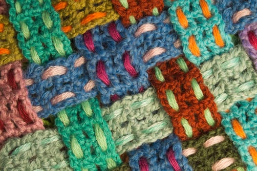 Handmade knitting wool texture background closeup needlework