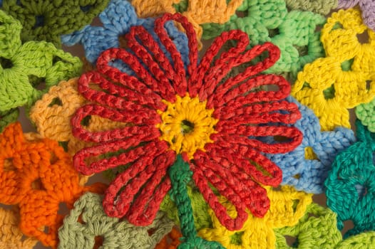 Handmade knitting wool texture background closeup needlework
