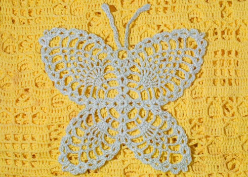 Handmade knitting wool texture background closeup needlework