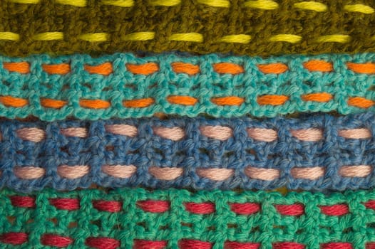 Handmade knitting wool texture background closeup needlework
