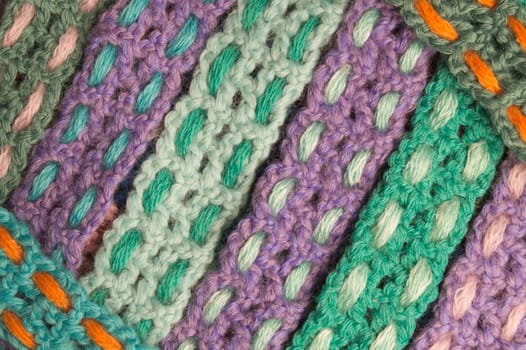 Handmade knitting wool texture background closeup needlework