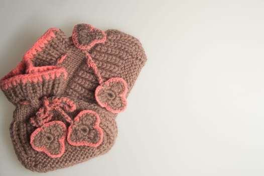 Handmade knitting wool texture background closeup needlework