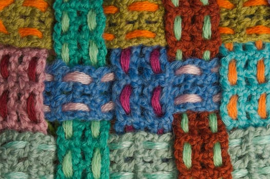 Handmade knitting wool texture background closeup needlework
