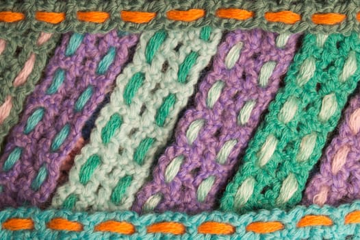 Handmade knitting wool texture background closeup needlework