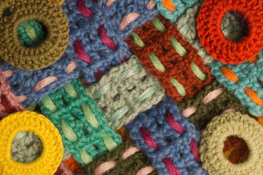 Handmade knitting wool texture background closeup needlework
