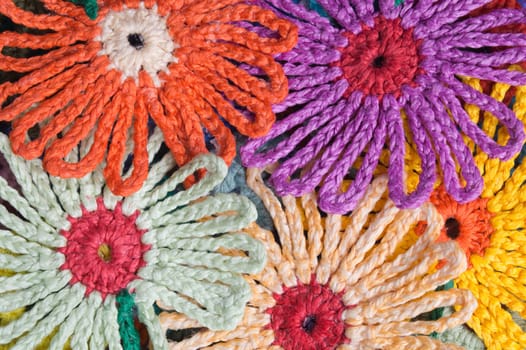 Handmade knitting wool texture background closeup needlework