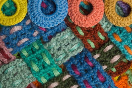 Handmade knitting wool texture background closeup needlework