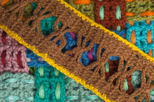 Handmade knitting wool texture background closeup needlework