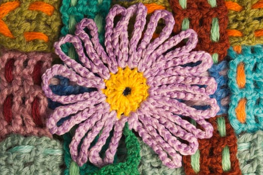 Handmade knitting wool texture background closeup needlework