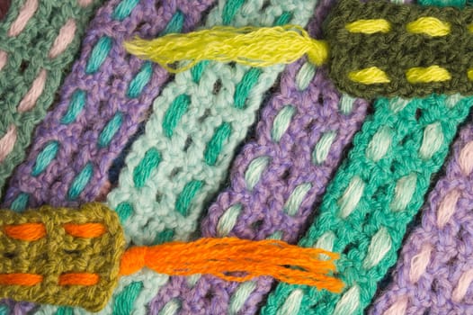 Handmade knitting wool texture background closeup needlework