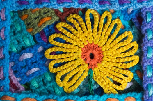 Handmade knitting wool texture background closeup needlework