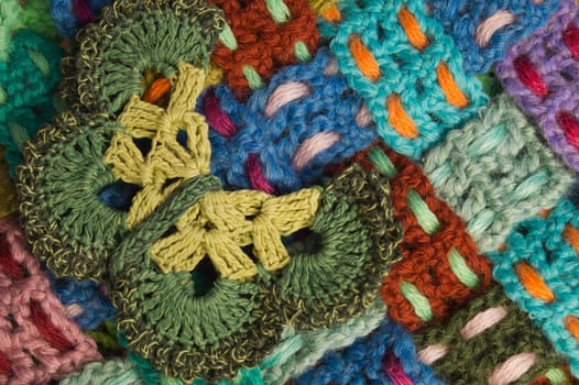 Handmade knitting wool texture background closeup needlework