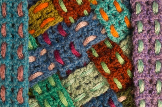 Handmade knitting wool texture background closeup needlework