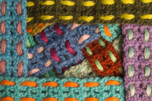 Handmade knitting wool texture background closeup needlework