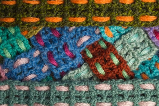 Handmade knitting wool texture background closeup needlework