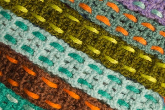 Handmade knitting wool texture background closeup needlework