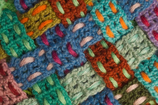 Handmade knitting wool texture background closeup needlework