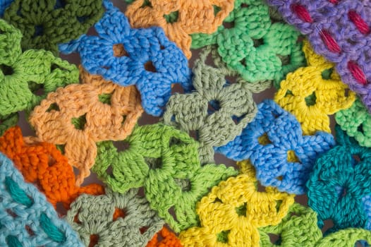 Handmade knitting wool texture background closeup needlework