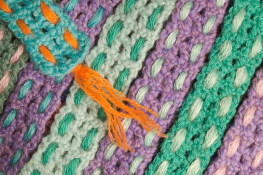 Handmade knitting wool texture background closeup needlework