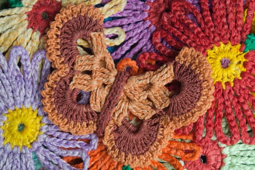 Handmade knitting wool texture background closeup needlework