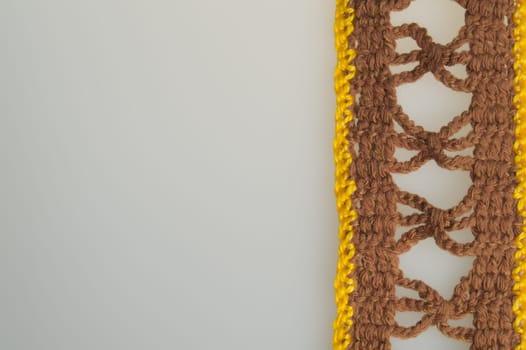 Handmade knitting wool texture background closeup needlework