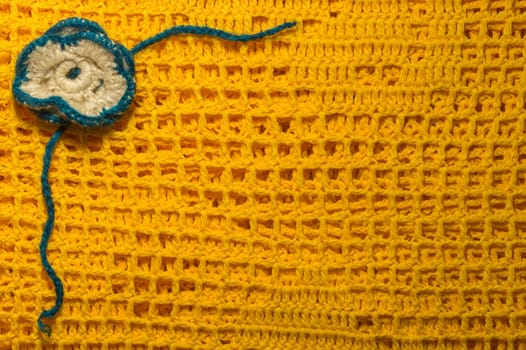 Handmade knitting wool texture background closeup needlework