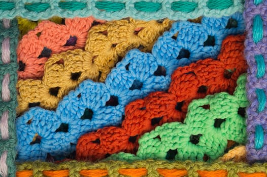 Handmade knitting wool texture background closeup needlework