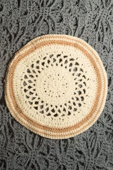 Handmade knitting wool texture background closeup needlework