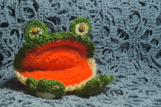 Handmade knitting wool texture background closeup needlework