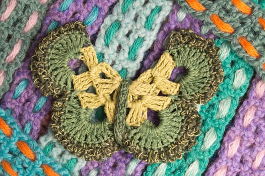 Handmade knitting wool texture background closeup needlework