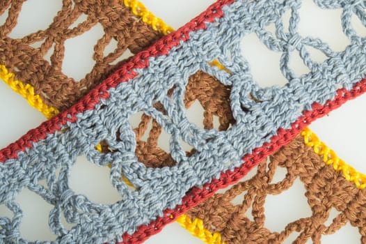 Handmade knitting wool texture background closeup needlework