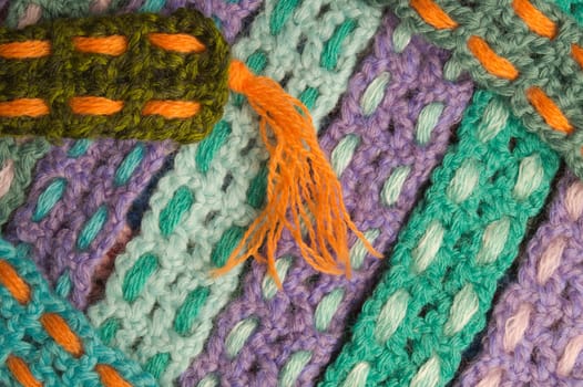 Handmade knitting wool texture background closeup needlework