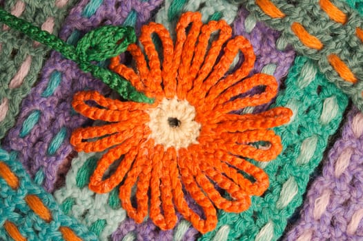 Handmade knitting wool texture background closeup needlework