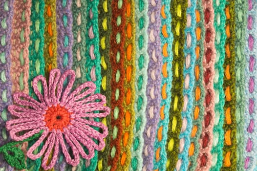 Handmade knitting wool texture background closeup needlework