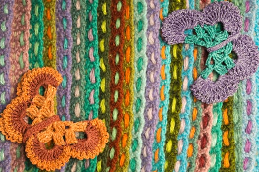 Handmade knitting wool texture background closeup needlework