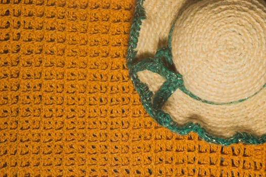 Handmade knitting wool texture background closeup needlework