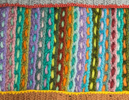 Handmade knitting wool texture background closeup needlework